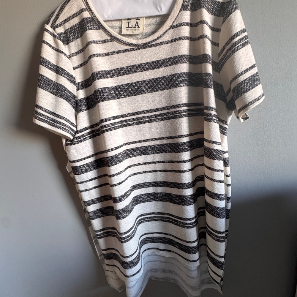 PPLA (L) Jordan Short Sleeve Tee Navy + White Striie - Picture 1 of 5